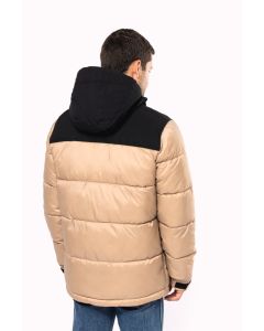 Uniseks tweekleurige gewatteerde parka met capuchon