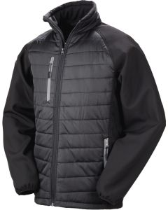 Black compass padded soft shell jacket