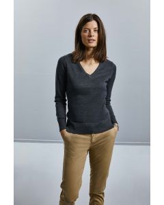 Ladies V-neck Knitted Pullover