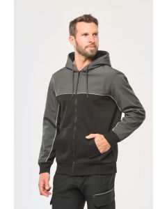 Eco-friendly tweekleurig fleecejasje met rits en capuchon uniseks