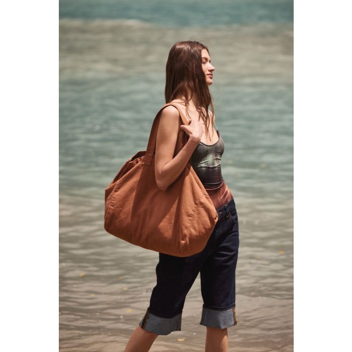 Shopper van verwassen katoen