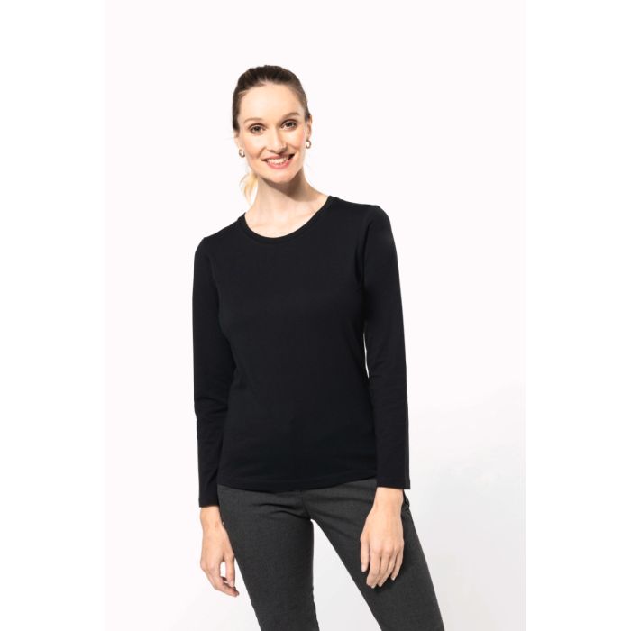 Supima® dames-T-shirt ronde hals lange mouwen