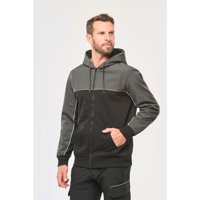 Eco-friendly tweekleurig fleecejasje met rits en capuchon uniseks